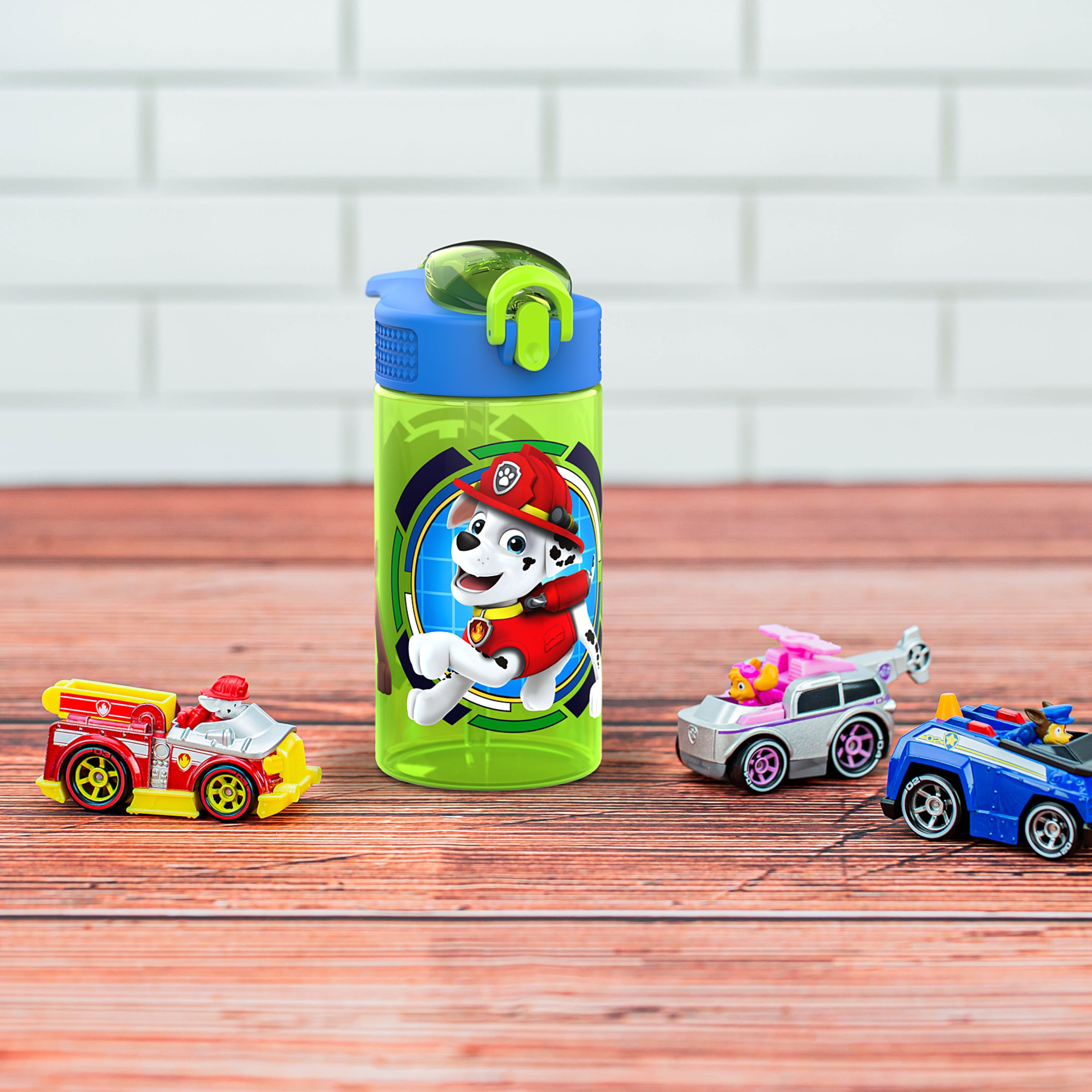 Zak Designs Paw Patrol 15 Ounce Plastic Tumbler with Lid and Straw,  Marshall and Skye, 2-piece set 