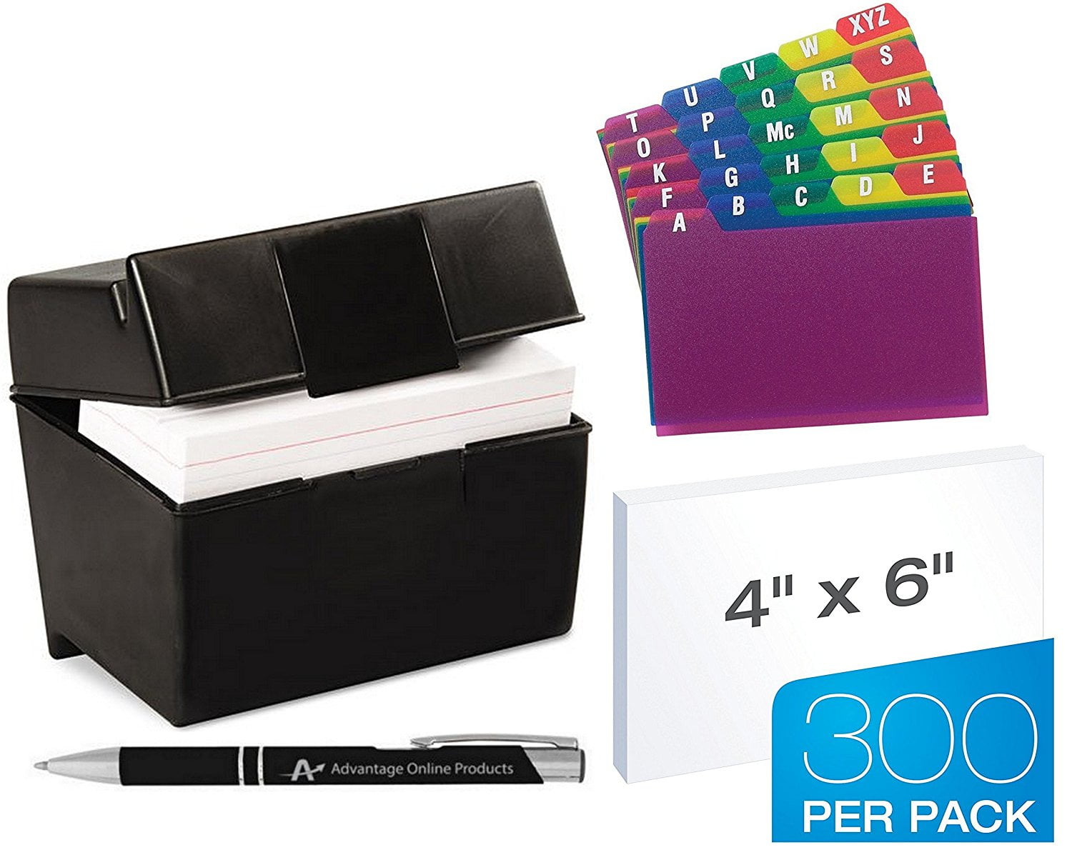 Value Bundle Oxford Black Plastic Index Card File Box 4 x 6 inches with