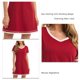 thumbnail image 5 of Camisas de noche Manga corta Cuello en V Bloqueo de color Pijamas cómodos e informales para mujer Vino Rojo XL, 5 of 6