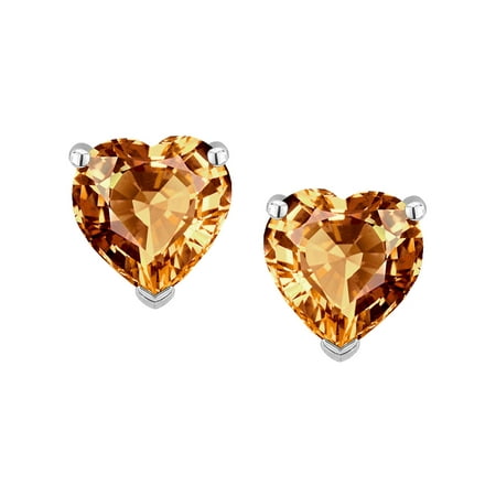 Heart Shape 6mm Simulated Imperial Yellow Topaz Earrings Studs Heart Shape 6mm Simulated Imperial Yellow Topaz Earrings Studs