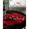 thumbnail image 3 of Fitted Round Tablecloths Table Covers 36-44in,Sexy Funny Kiss Lip Print Waterproof Elastic Edged Table Cloth for Kitchen Dining Holiday Party Tables Decor,Red Lipstick and White Quote on Black, 3 of 6