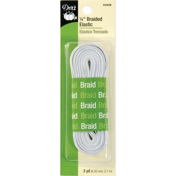 Dritz Braided Elastic 1/4"X3yd-White