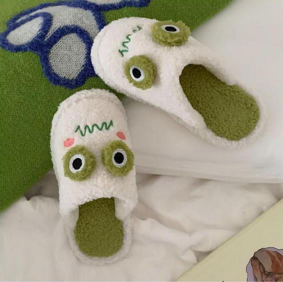 Amazon.com | QUROXO 2022 New Frog Slippers, Cartoon Frog Slippers, Cute  Animal Slipper Kawaii Animal Fluffy Winter Warm Slippers for Women (Frog1,  6) | Slippers