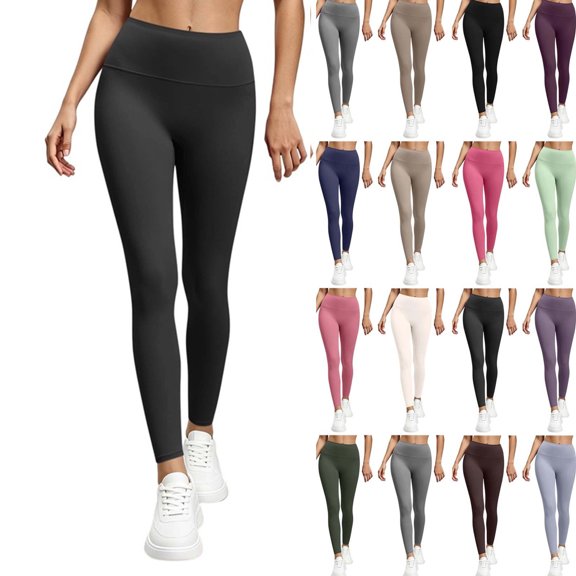 Tsivenald Leggings for Women High Waisted Tummy Control Pants Non See Through Workout Pants Tights Stretch Yoga Pants, (Black, Size S-3XL)
