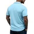 thumbnail image 5 of Hearthz Quarter Zip Men's Polo Shirt Mens Shirts Short Sleeve Collared Mens Golf Shirt Light Blue L, 5 of 7