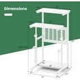 thumbnail image 2 of CZMJY  Adjustable Standing Desk, Mobile Rolling Computer Desk with Storage Shelf, Portable Laptop Table with Footrest, Mesh Panel, Lockable Wheels, Sit Stand Workstation for Home Office White, 2 of 10
