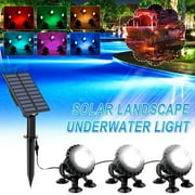 GERsome Solar Yard Spot Lights RGB Pond Lights Outdoor IP68 Waterproof Color Changing Spotlights Submersible Fountain Light Colored Dim Adjustable Outside Landscape Lights 3 Lights