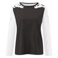 thumbnail image 5 of Womens Lace Crochet Shirts Flowy Oversized Tshirts Ladies Long Sleeve Round Neck Tops Loose Fit Blouse Winter Trendy, Limited Time Offer Under 10 Dollars, 5 of 5