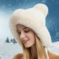 thumbnail image 4 of GHSOHS Silk Bonnet Beanie Cowboy Hat Trucker Hat Women's Pullover Hat with Three Balls Outdoor Thickening Plus Velvet Cold and Warm Pure Color Knitted Hat Bucket Hats White Cold Weather Headbands, 4 of 4