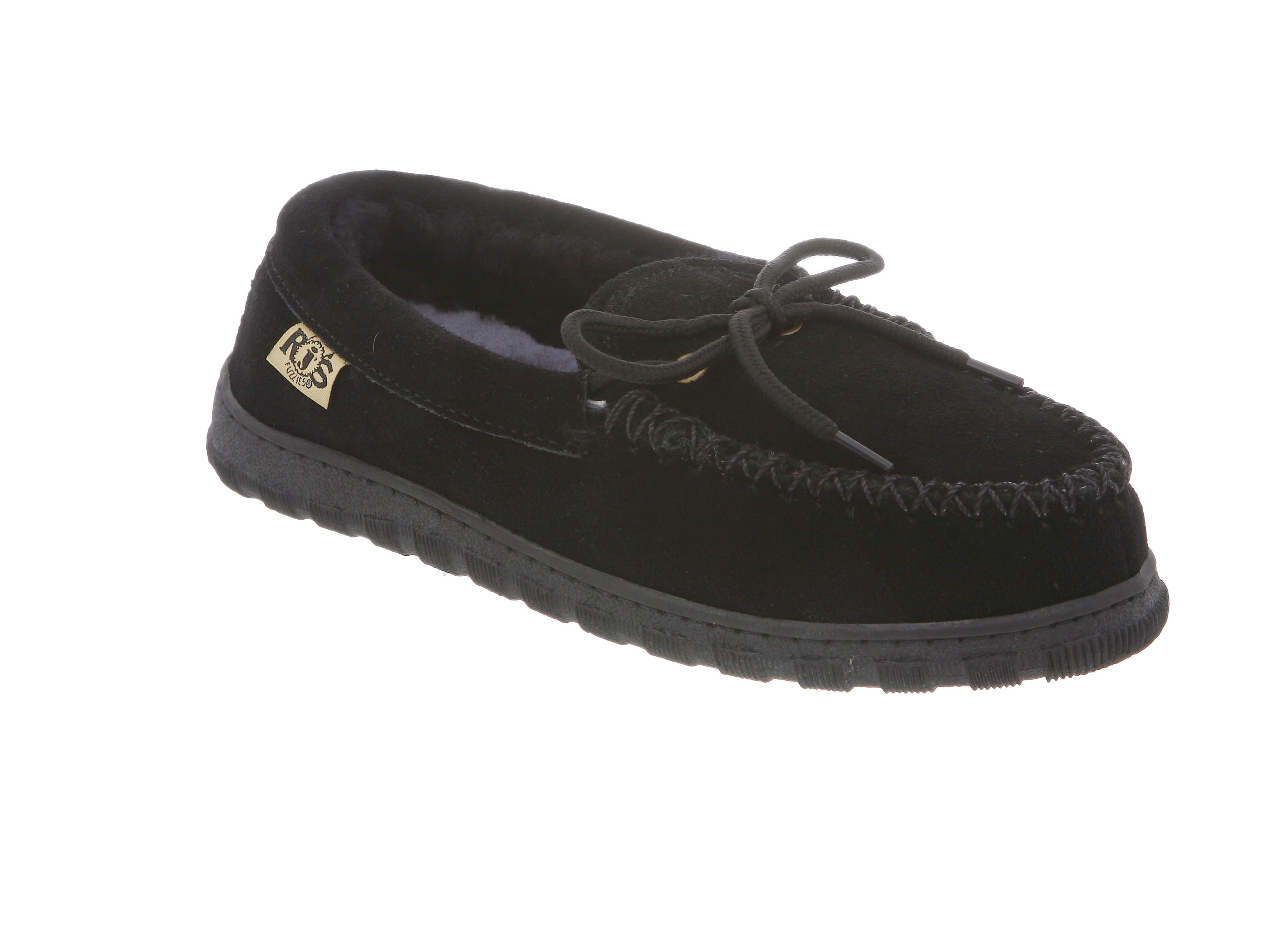 RJ's Fuzzies Black Leather Moccasins Slippers (Size 5) RJS 101-5 New ...