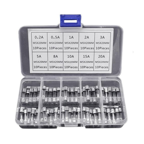 PatungKu Upgraded 5x20mm Glass Fuses Included 0.2A-20A 10 Size Glass Tube Fuses Fast Glass Fuses 100pcs/set for Various Devices