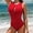 Red, variant on Charmo Womens High Neck One Piece Bathing Suits Open Back Swimsuits Monokini