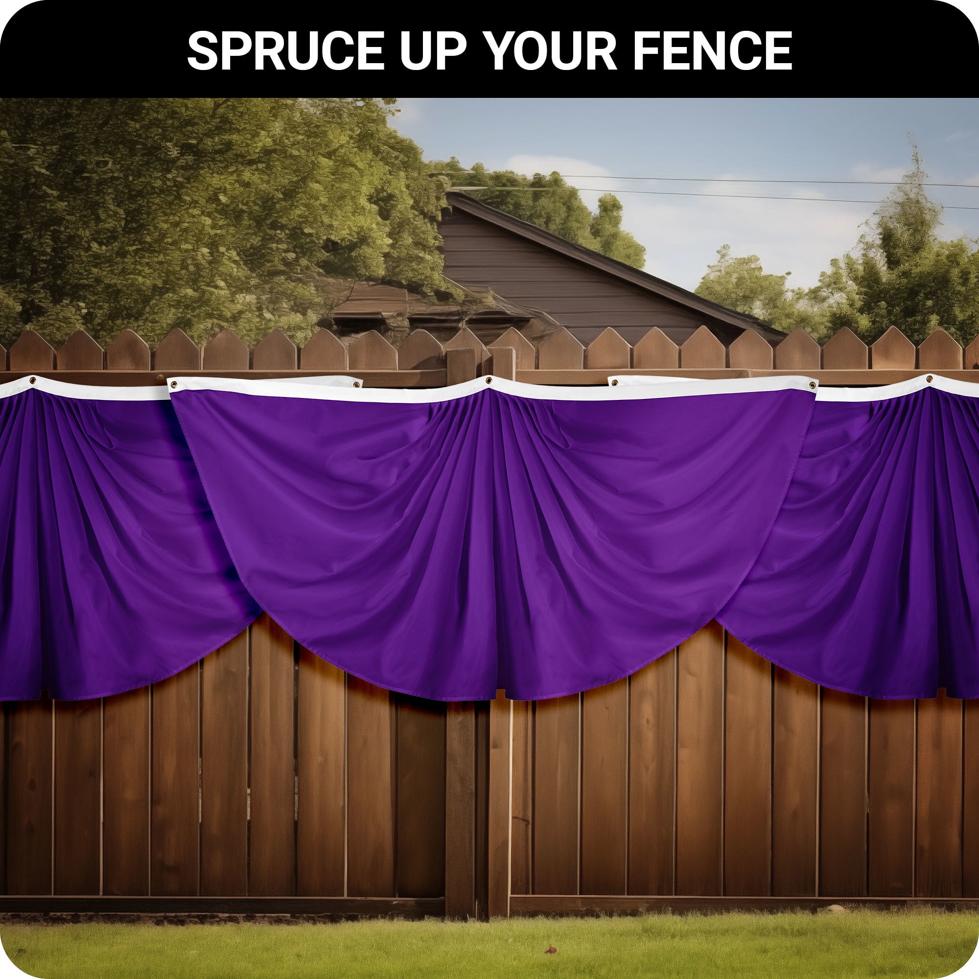 G128 Solid Purple Color Pleated Fan Flag | 3x6 Ft | Printed 150D Polyester | Color Fan Flag Decoration, Indoor/Outdoor, Vibrant Colors, Brass Grommets