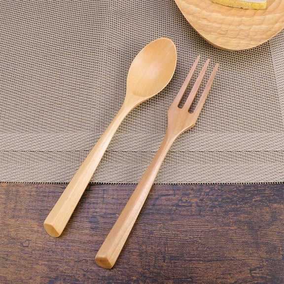Masteelf Khaki Plastic Fork Spoon Set for Eating Use Sturdy and Healthy Lightweight Easy to Carry and Store
