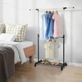 Ktaxon Adjustable Rolling Clothes Rack Single Rail Hanging Garment Bar