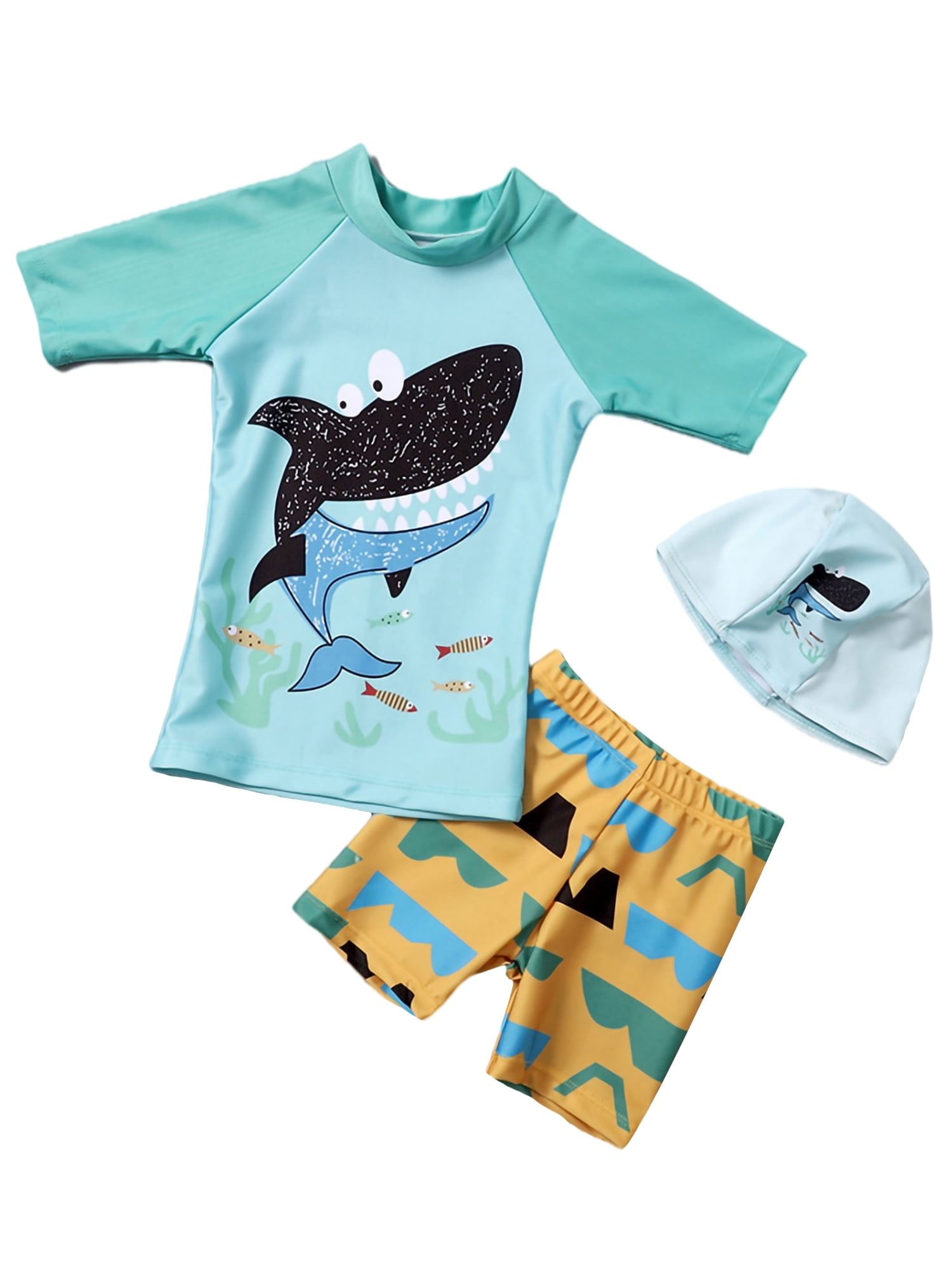 Baby Toddler Boys Two Pieces Bathing Suit Rash Guard Set Kids Shark UV Sun Protective Swimsuit with Hat Baby Toddler Boys Two Pieces Bathing Suit Rash Guard Set Kids Shark UV Sun Protective Swimsuit with Hat