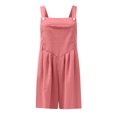 thumbnail image 4 of Ahabrexf Short for Women Casual Summer, Solid Color Shoulder Button Suspender Jumpsuit with Pockets, 4 of 4