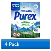 (4 pack) Purex Laundry Detergent Pacs, Fresh Mountain Breeze, 66 count