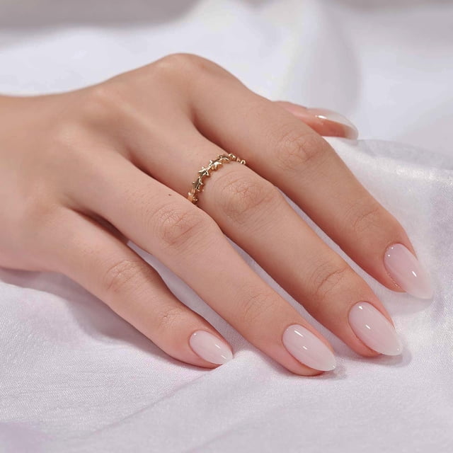 Press On Nails BtartBox White Short Soft Gel con forma de almendra