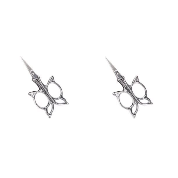 Riwesomey Tijeras de costura profesionales de acero inoxidable para sastres y costura, tijeras de bordado plateadas plata 2piezas