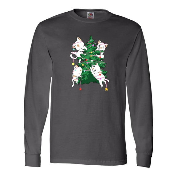 Inktastic Kawaii Cats Christmas Tree Long Sleeve T-Shirt