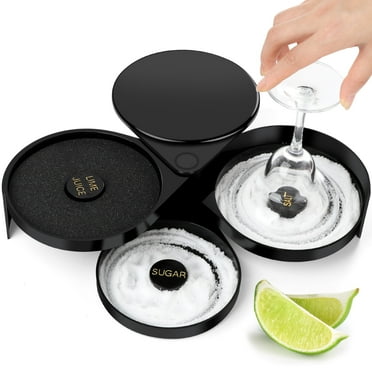 3 Tier Bar Glass Rimmer, Margarita Cocktail Salt and Sugar Glass Rimmer,Bartender tool(BLACK)