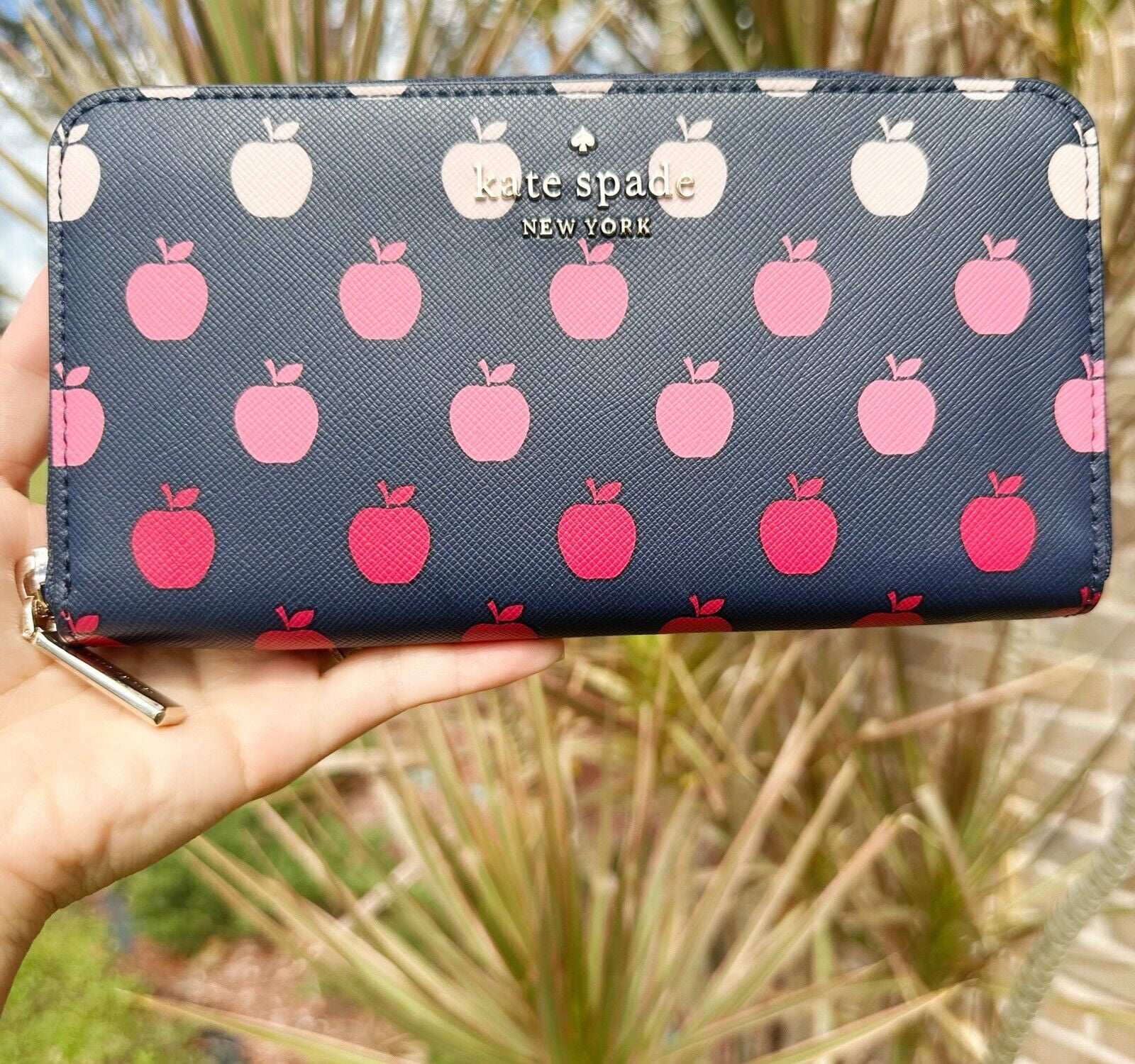 Kate Spade Staci Large Continental Wallet Orchard Degrade Print Apple Blue  Multi 