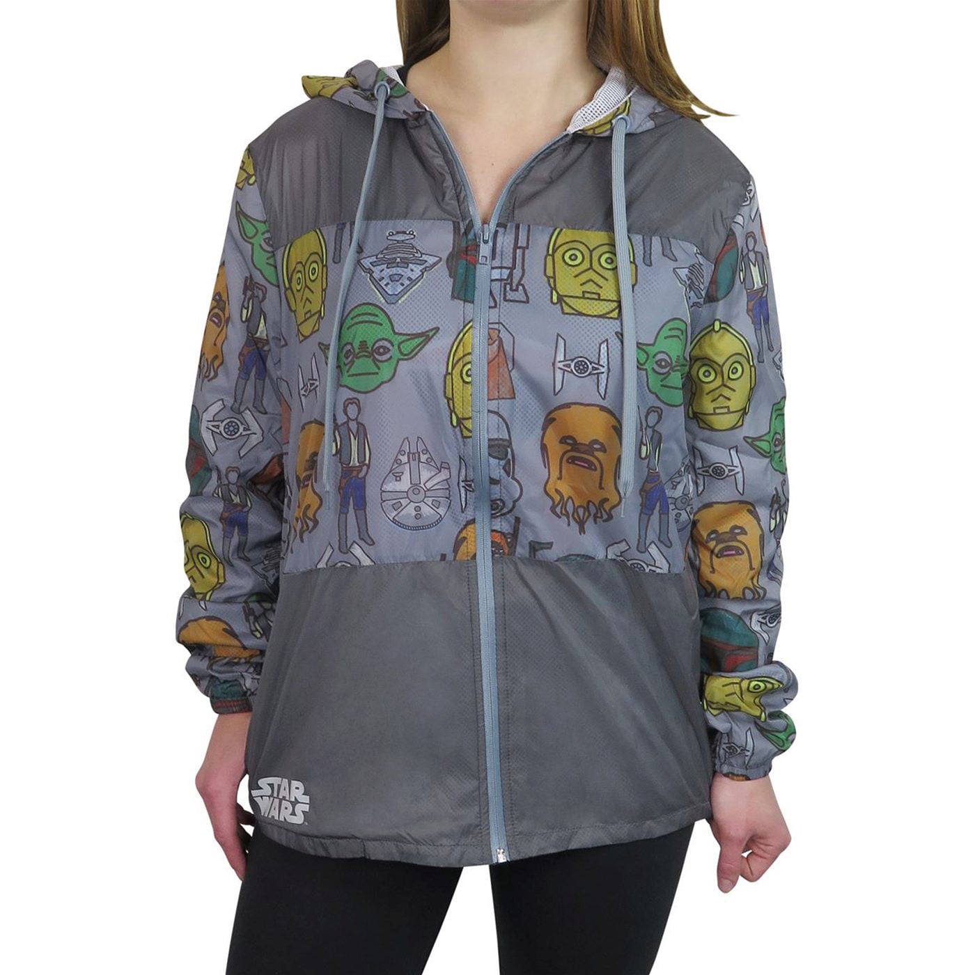 Star Wars Character Heads Sublimated Women's Windbreaker-Small 