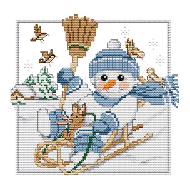 Cuadros Decorativos 14CT Sello DIY Habitación Costura Navidad Muñeco de nieve Lienzo Punto de cruz (K704) Wdftyju embutido en tela