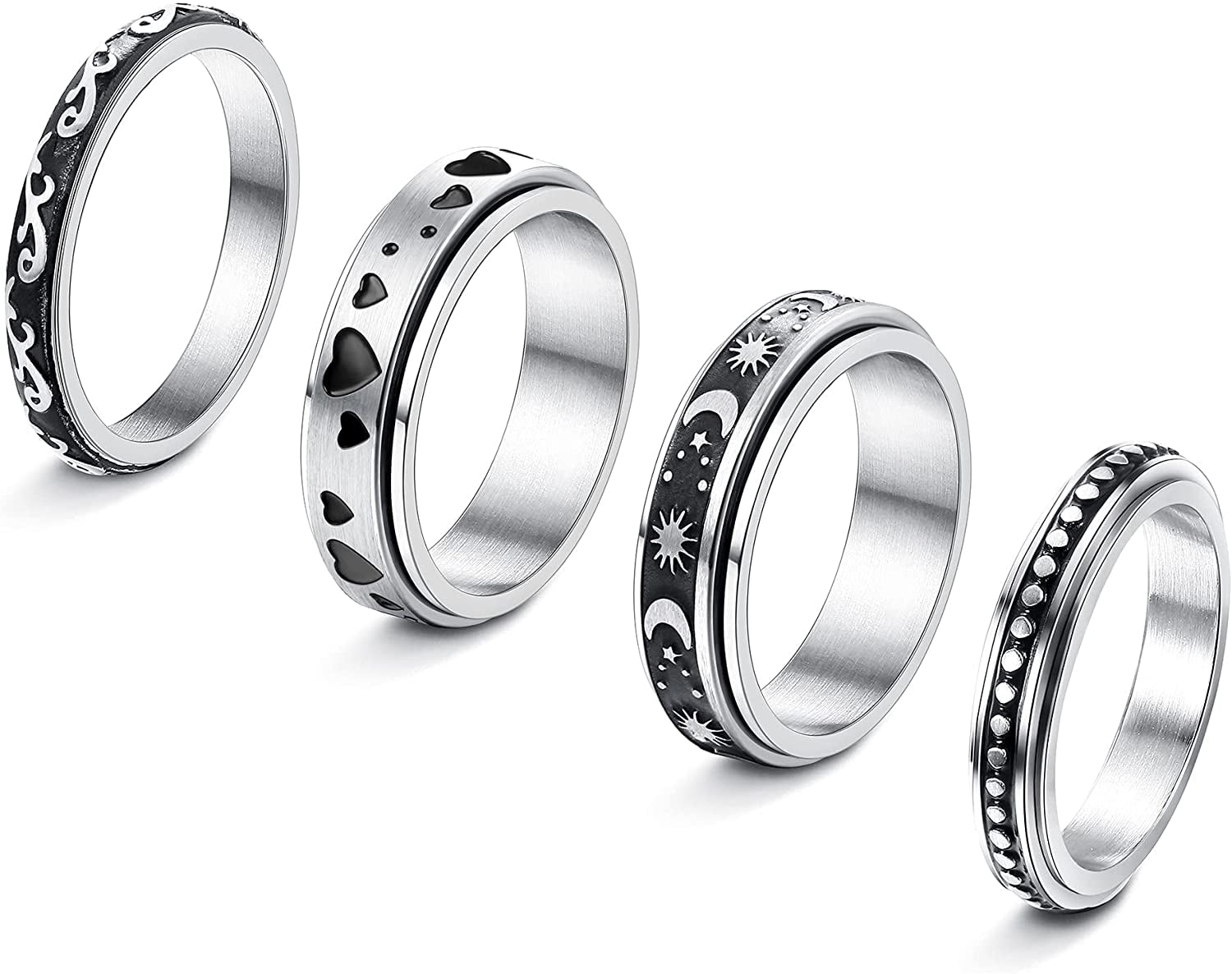 Thunaraz Fidget Ring Spinner Ring Anxiety Ring Fidget Rings for Anxiety for Women Stainless Steel Rings 