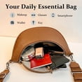 thumbnail image 6 of Bum Bag for Women Travel Purse Crossbody Bags Travel Purse with Adjustable Strap, PU Leather Crescent Bag Shoulder Handbag Sling Chest Bag Fanny Pack for Ladies (Brown), 6 of 8