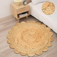 thumbnail image 2 of Natural Jute Circle Rug, Reversible Rustic Farmhouse Boho Area Mat, Natural_F, 6 FT, 2 of 5