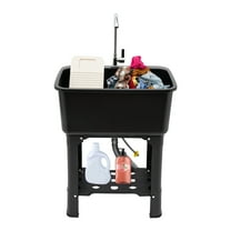TFCFL Utility Sink Free Standing Laundry Tub Washing Sink With Faucet & Washboard For Garage Shop