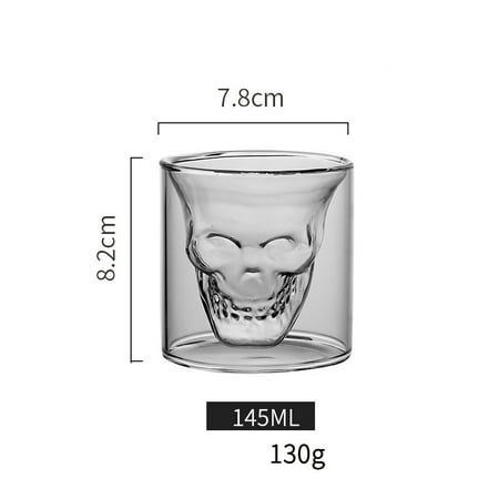 

Livesture Creative Double-Layer Skull Net Red Glass Whiskey Glass For Home Bar Club Whiskey Wine Vodka And Beer Wine Glass 145ml 4PCS