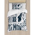 thumbnail image 1 of I Love You Duvet Cover Set Twin Size, Celestial Love My Other Half Floating Atop of A Cloud Never Let Go Concept, Decorative 2 Piece Bedding Set with 1 Pillow Sham, Blue Grey White, by Ambesonne, 1 of 3