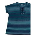 thumbnail image 2 of Womens Navy Blue & Teal Striped Short Sleeve Lace Front Shirt Top T-shirt Small, 2 of 2