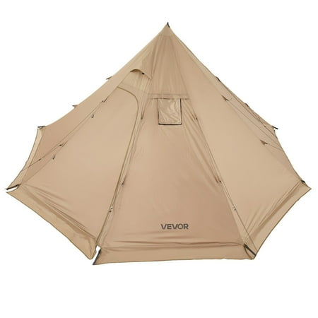 4 Person Portable Hot Tent with Stove Jack Lightweight 4-Season Canvas Tipi Tent Waterproof Winter Camping Shelter for Hiking Fishing Backpacking Medium Size