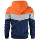 thumbnail image 3 of Sudadera con capucha deportiva para hombre, holgada, transpirable y con bloques de color en naranja, talla XL, 3 of 5