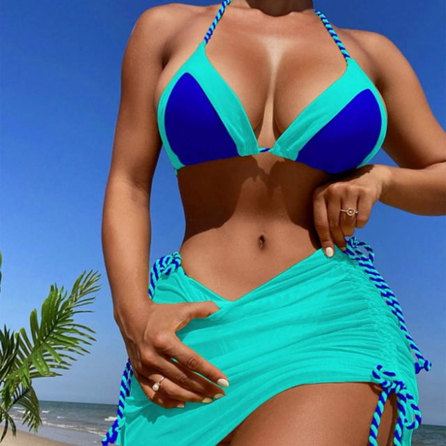 Augper Women's Sexy Swimsuit Three-Piece Bikini Split Bikini Swimsuit