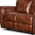 thumbnail image 4 of Saltoro Sherpi Nailhead Trim Leatherette Reclining Loveseat with Rolled Armrests, Brown, 4 of 5