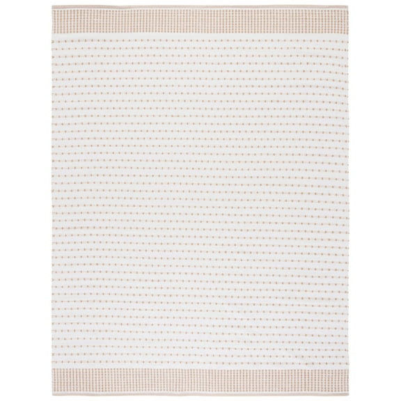 SAFAVIEH Montauk Nuala Abstract Dots Cotton Area Rug, Beige/Ivory, 8' x 10'
