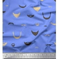 thumbnail image 1 of Soimoi Blue Cotton Cambric Fabric Mustache Face Print Fabric by The Yard 42 Inch Wide, 1 of 3