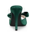 thumbnail image 2 of BLISSFUL STEP Women's Clear Strap Bow Stiletto Heels Mules Slide Sandals Dark Green (Size 6.5), 2 of 7