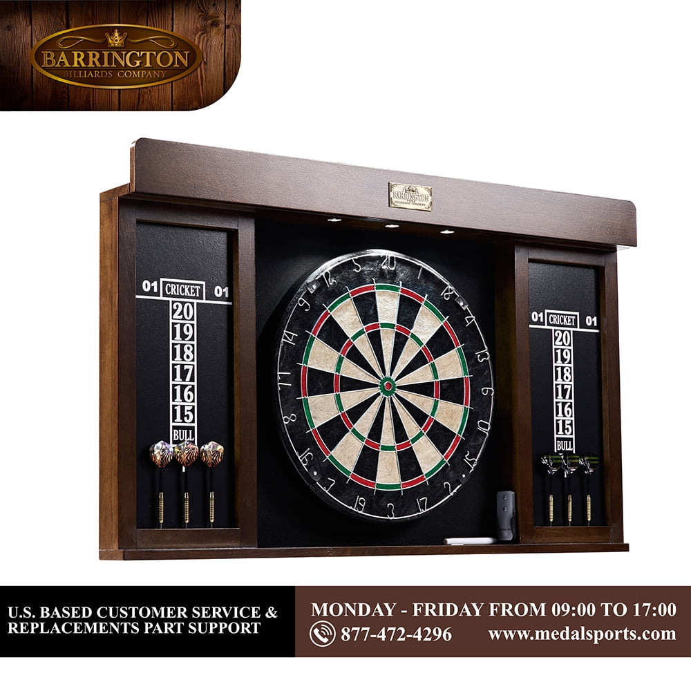 Bristle Dartboard Cabinet Set LED Lights Official Size Dart Board by Barrington Billiards Company