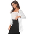 thumbnail image 3 of YONGHS Women Half Sleeve Chiffon Long Cardigan Bolero Open Front Casual Shrug Jackets White 3XL, 3 of 5