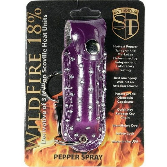 SAFETY TECHNOLOGY Wildfire 1/2 ounce with rhinestone purple leatherette holster and key ring