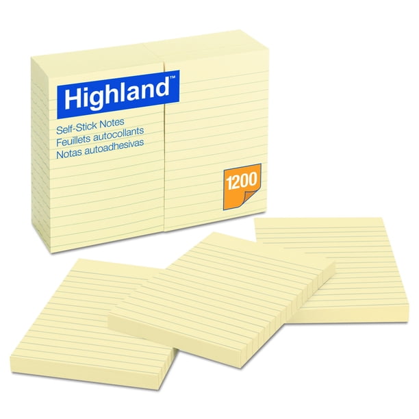 Sticky Notes Highland, notas autoadhesivas rayadas de 4 x 6 cm, 100 hojas