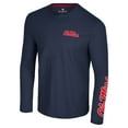 thumbnail image 2 of Men's Colosseum Navy Ole Miss Rebels Logo Lockup 3-Hit Active Blend Long Sleeve T-Shirt, 2 of 3