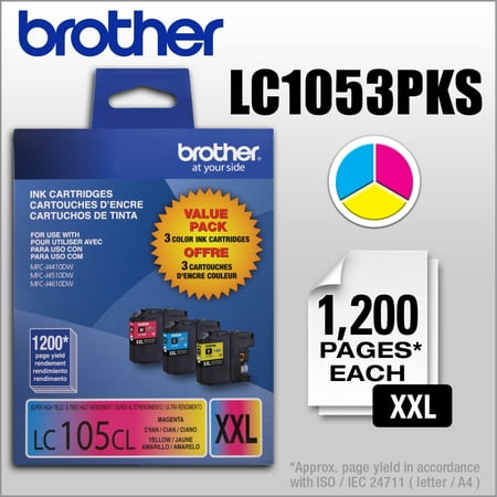 Brother Geunine LC1053PKS Innobella Super High-yield Printer Ink, Cyan/Magenta/Yellow