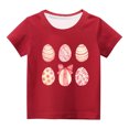 thumbnail image 2 of TIMIFIS T-Shirts Lapin de Pâques Rouge pour Tout-Petits Imprimé Œufs Mignons Col Rond Manches Courtes T-Shirt Enfants Joyeuses Pâques pour Garçons Filles 4 Ans, 2 of 4